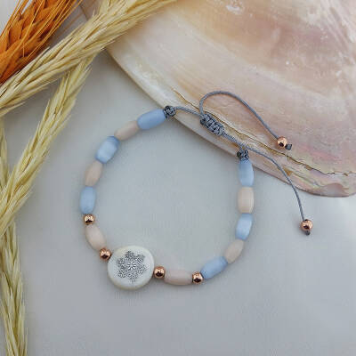 Vaoov 925 Ayar Gümüş Sedef Çiçekli Kedi Gözü Bileklik - 3