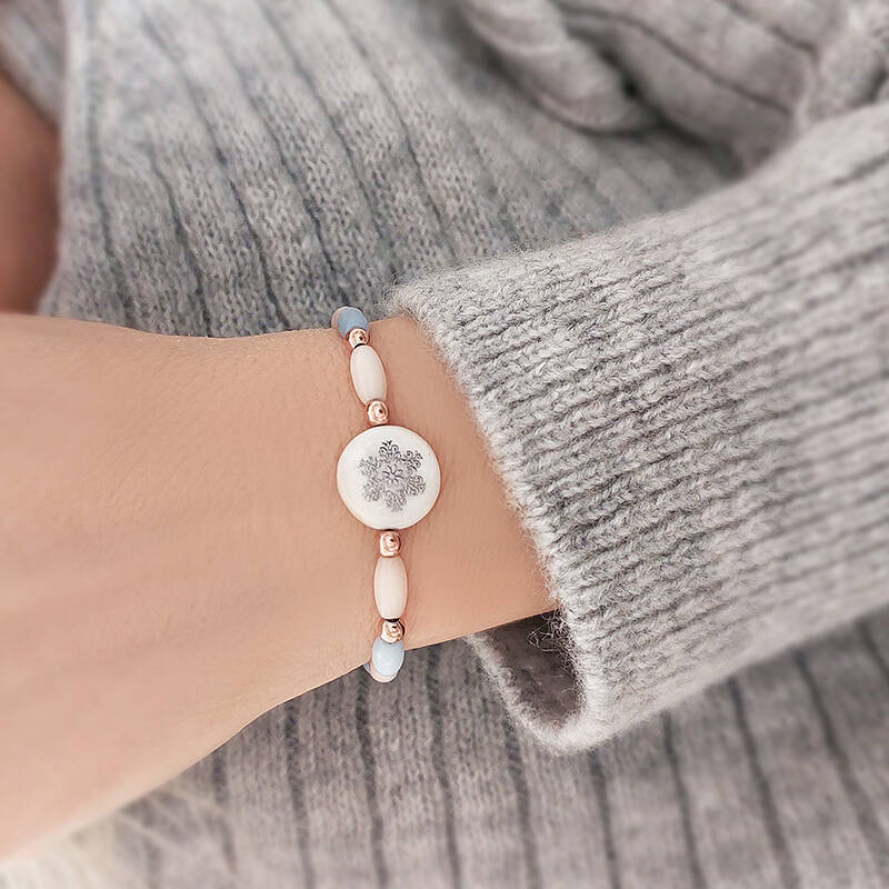 Vaoov 925 Ayar Gümüş Sedef Çiçekli Kedi Gözü Bileklik - 5