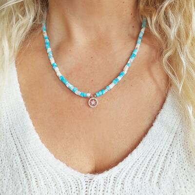 Vaoov 925 Ayar Gümüş Sedef Taşlı Yıldız Kolye - 1