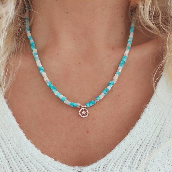 Vaoov 925 Ayar Gümüş Sedef Taşlı Yıldız Kolye - 4