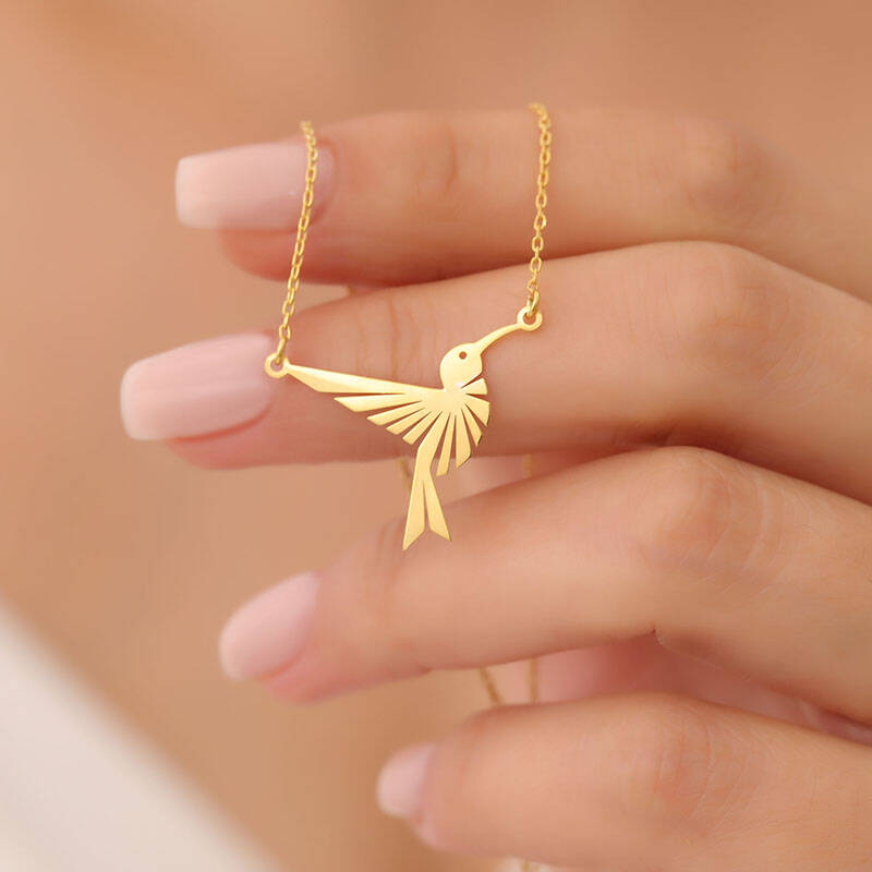 Vaoov 925 Ayar Gümüş Sinek Kuşu Kolye - 1