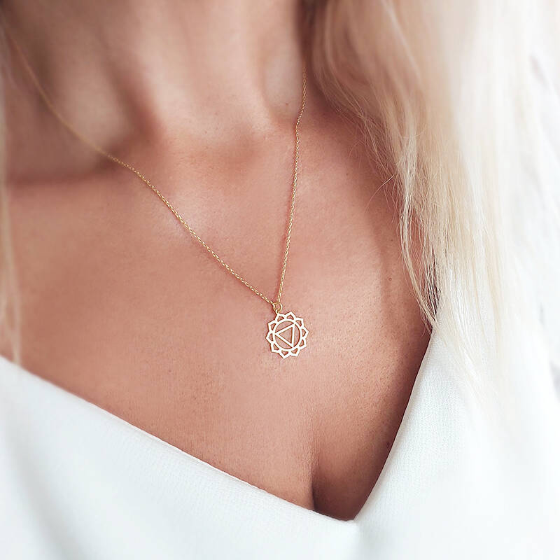 Vaoov 925 Ayar Gümüş Solar Plexus Çakrası Kolye - 4