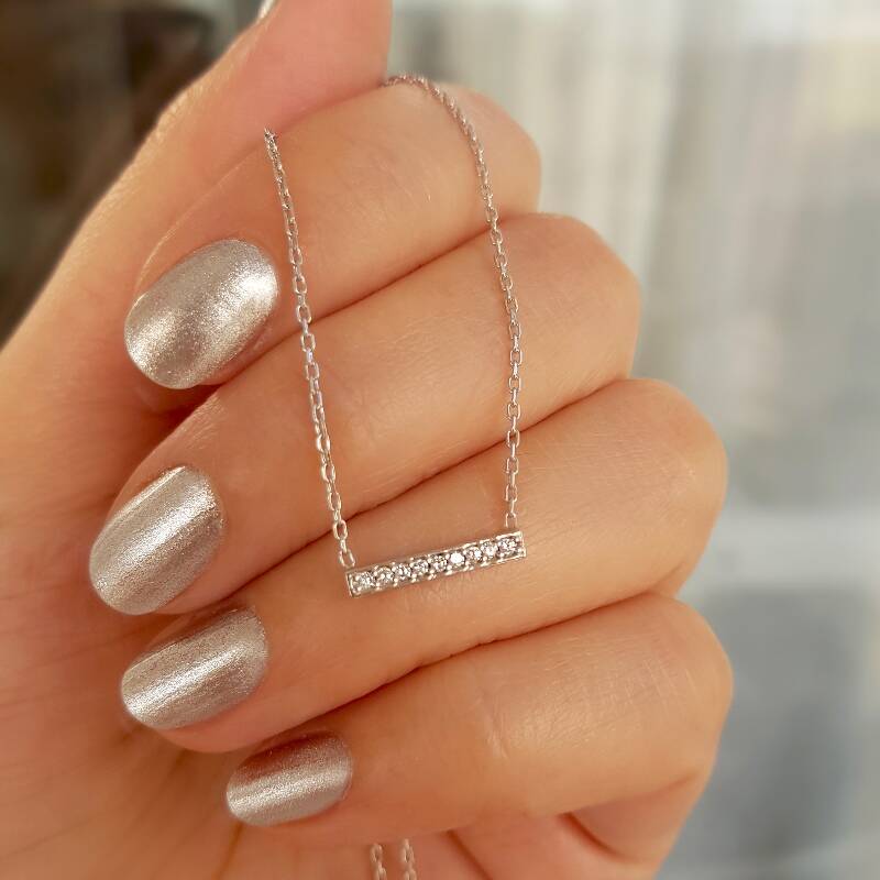 Vaoov 925 Ayar Gümüş Taşlı Çubuk Kolye - 2