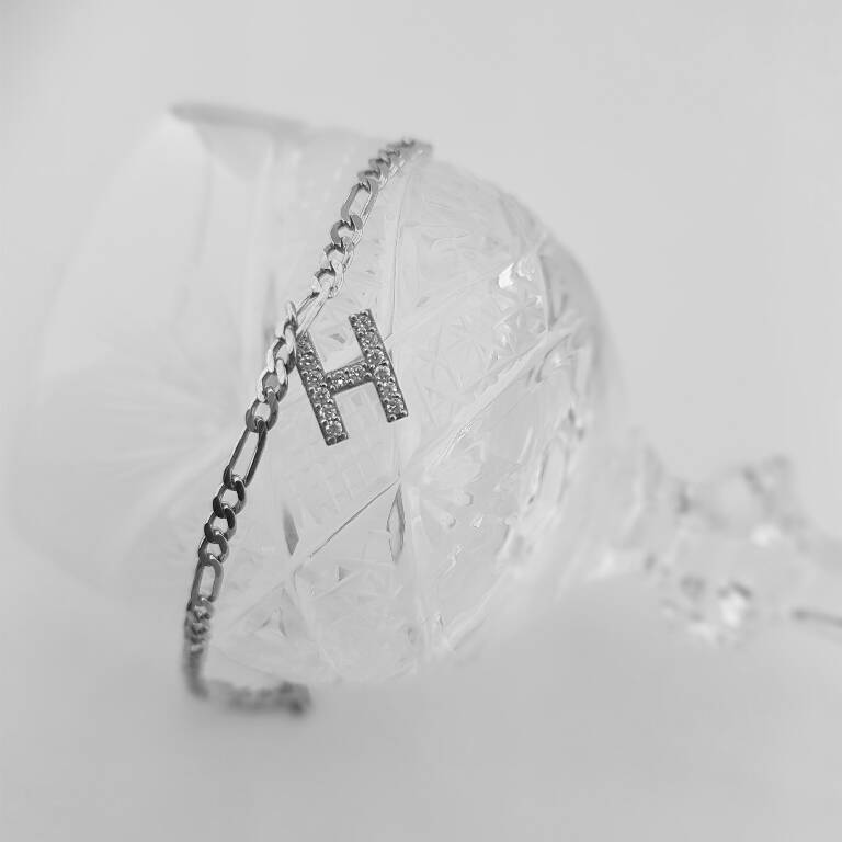 Vaoov 925 Ayar Gümüş Taşlı Harf Bileklik - 2