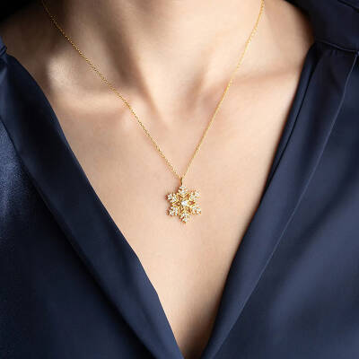 Vaoov 925 Ayar Gümüş Taşlı Kar Tanesi Hediye Kolye - 3