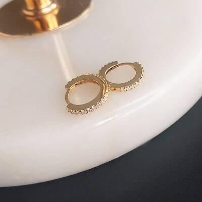 Vaoov 925 Ayar Gümüş Taşlı Küçük Halka Küpe  - 4