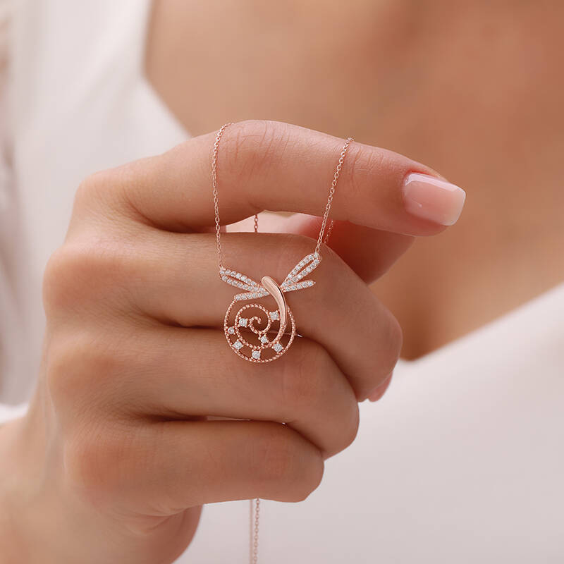 Vaoov 925 Ayar Gümüş Taşlı Yusufçuk Kolye - 1