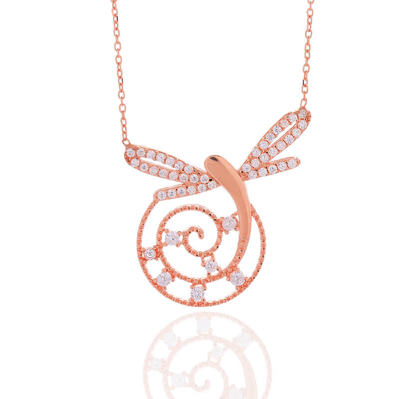 Vaoov 925 Ayar Gümüş Taşlı Yusufçuk Kolye - 4