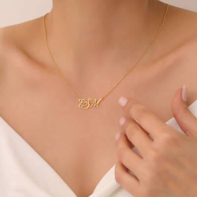 Vaoov 925 Ayar Gümüş Üç Harfli El Yazısı Kolye - 2