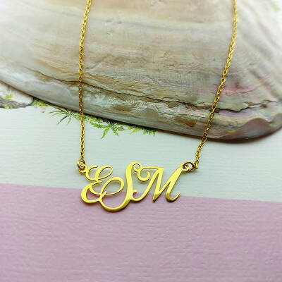 Vaoov 925 Ayar Gümüş Üç Harfli El Yazısı Kolye - 3