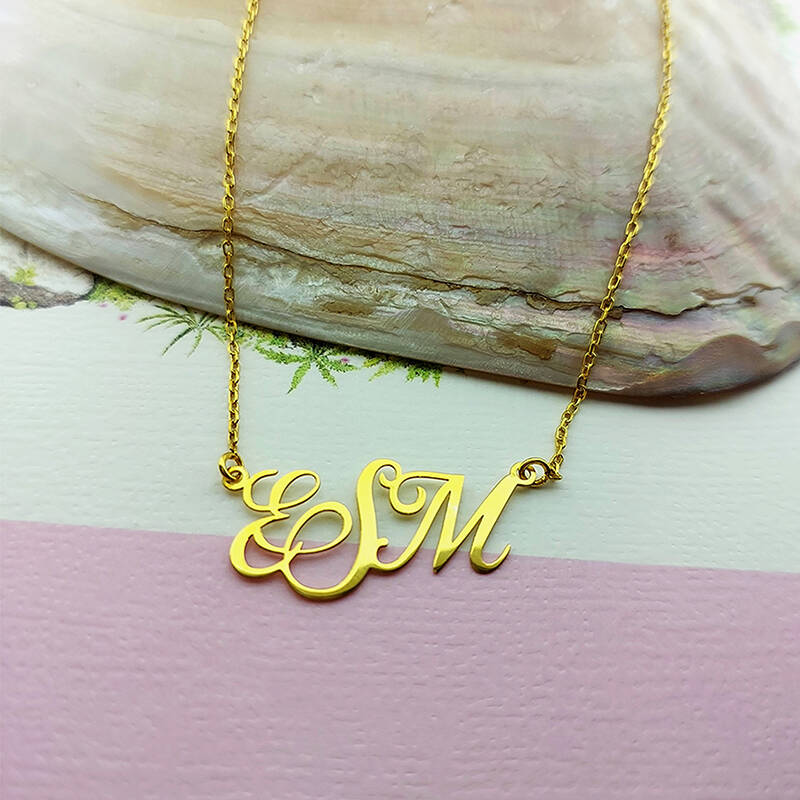 Vaoov 925 Ayar Gümüş Üç Harfli El Yazısı Kolye - 3