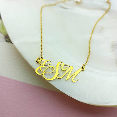 Vaoov 925 Ayar Gümüş Üç Harfli El Yazısı Kolye - 4