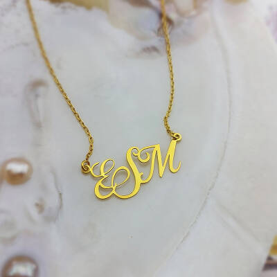 Vaoov 925 Ayar Gümüş Üç Harfli El Yazısı Kolye - 6