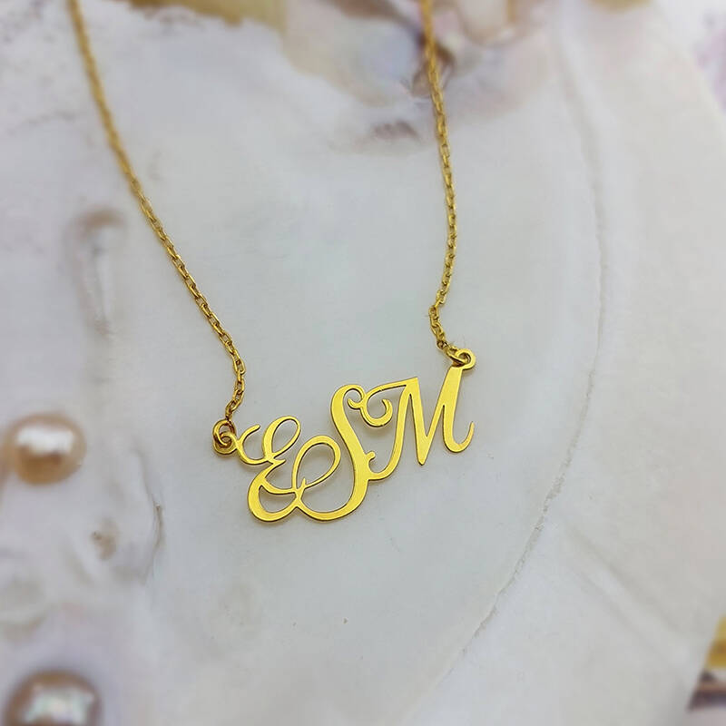 Vaoov 925 Ayar Gümüş Üç Harfli El Yazısı Kolye - 6