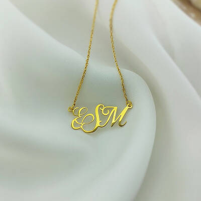 Vaoov 925 Ayar Gümüş Üç Harfli El Yazısı Kolye - 7