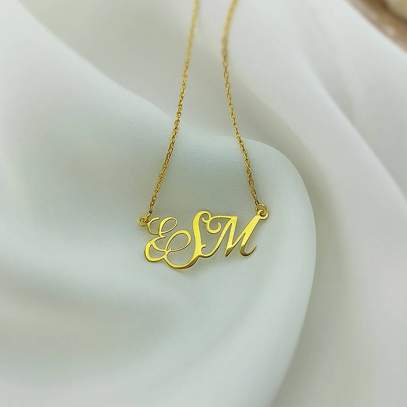 Vaoov 925 Ayar Gümüş Üç Harfli El Yazısı Kolye - 7