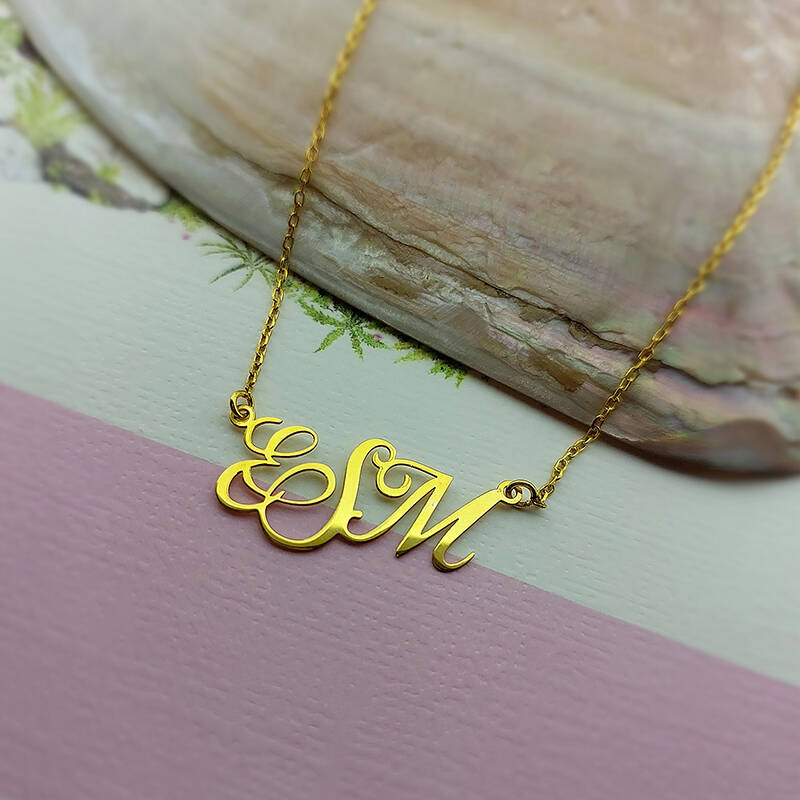 Vaoov 925 Ayar Gümüş Üç Harfli El Yazısı Kolye - 8