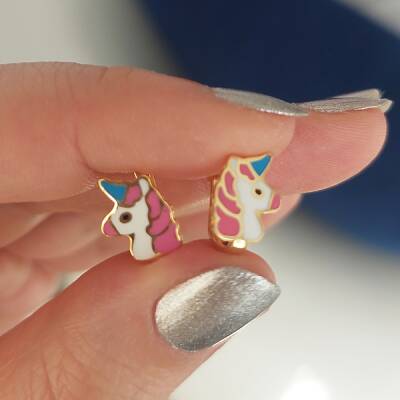 Vaoov 925 Ayar Gümüş Unicorn Çocuk Küpe 