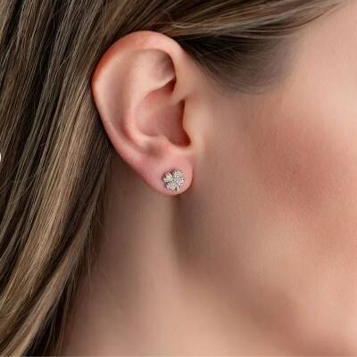 Vaoov 925 Ayar Gümüş Yonca Küpe - 4