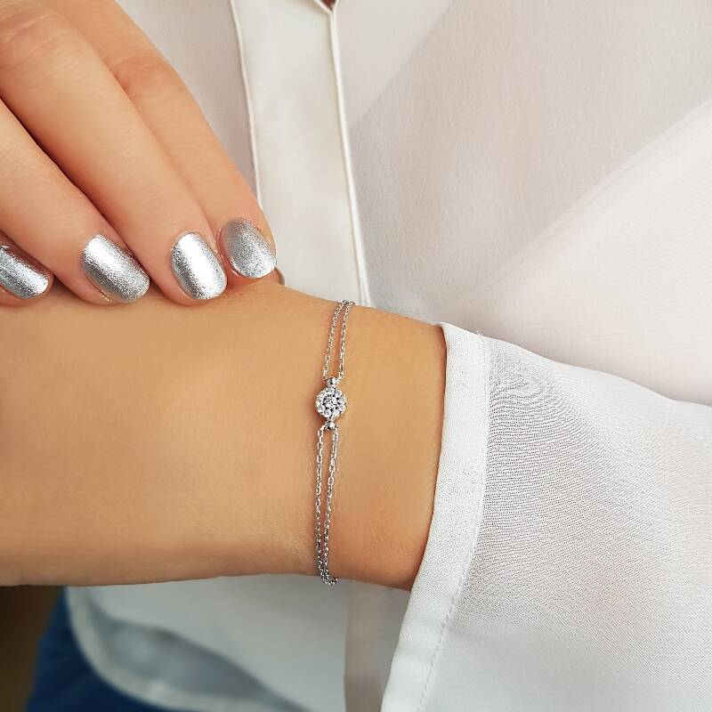 Vaoov 925 Ayar Gümüş Yuvarlak Bileklik    - 2