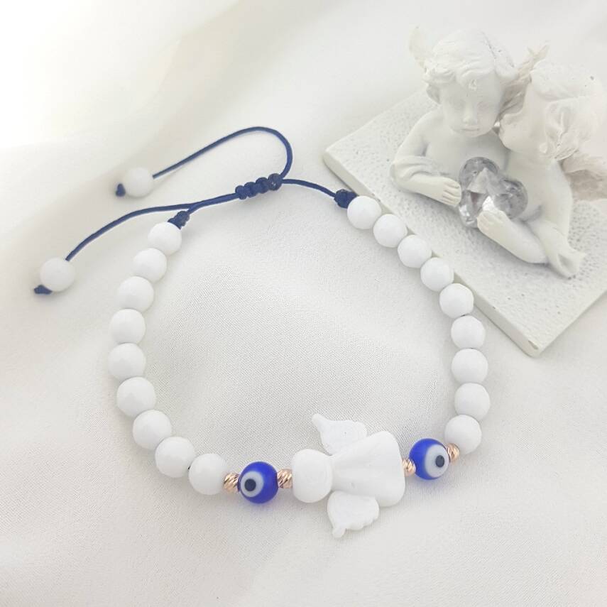 Vaoov El Yapımı Beyaz Cam Melek Bileklik  - 2