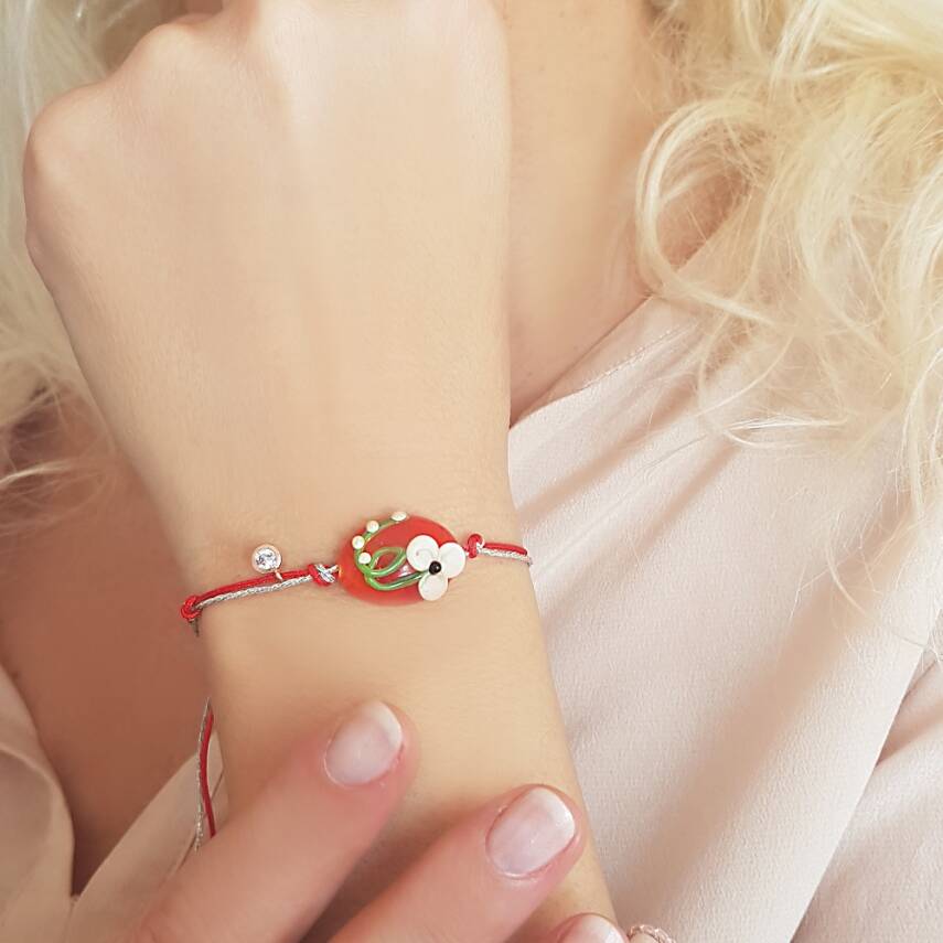 Vaoov El Yapımı Cam Çiçek Bileklik   - 1