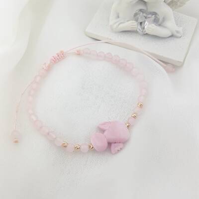 Vaoov El Yapımı Pembe Cam Melek Bileklik - 3
