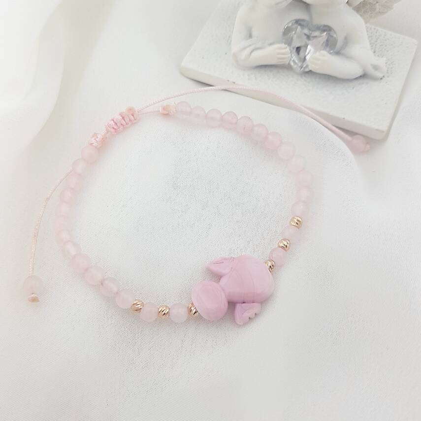 Vaoov El Yapımı Pembe Cam Melek Bileklik - 3