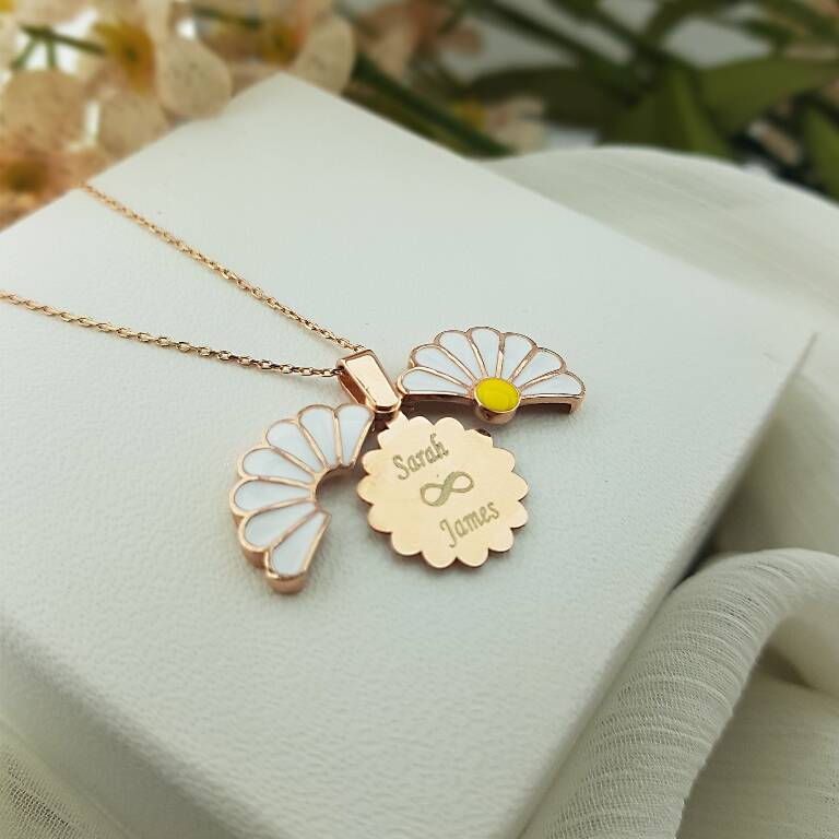 VAOOV Gümüş Kişiye Özel Papatya Kolye - 1