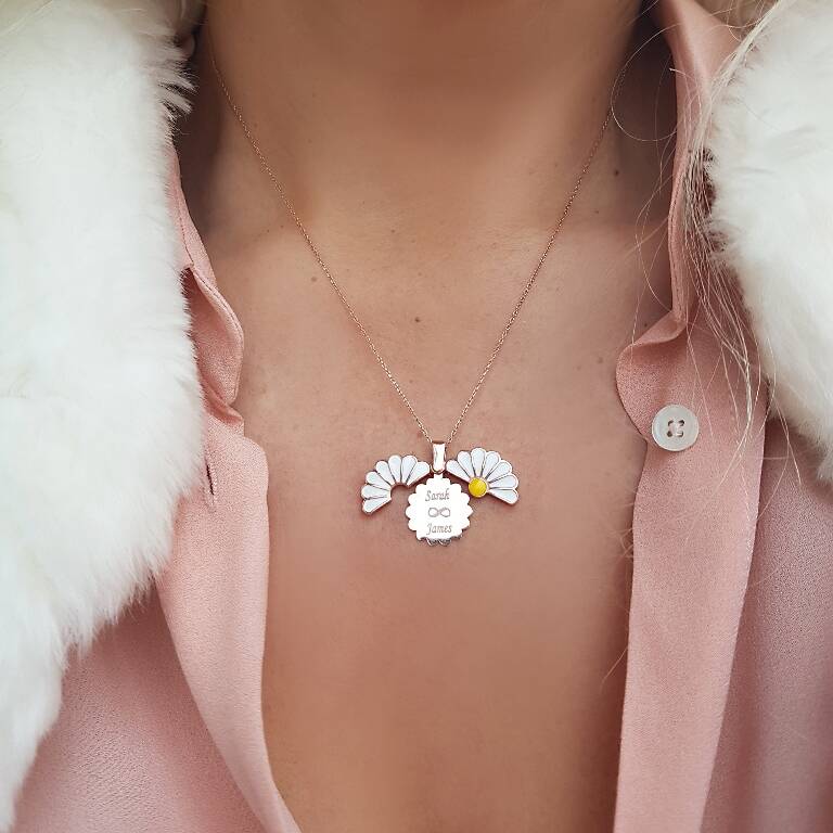 VAOOV Gümüş Kişiye Özel Papatya Kolye - 2
