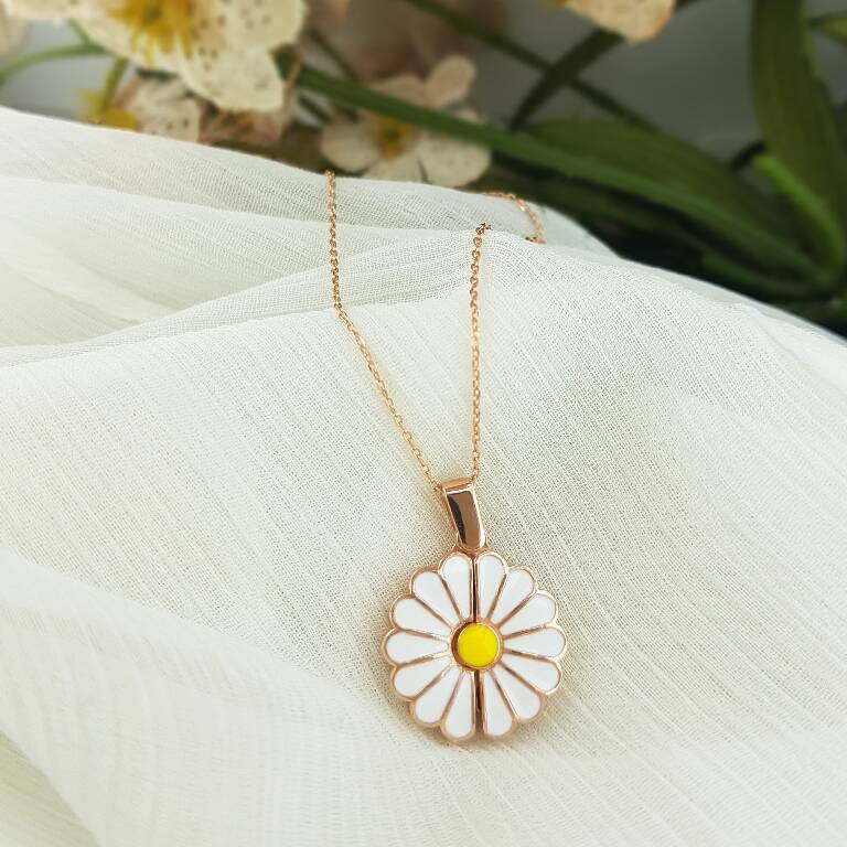 VAOOV Gümüş Kişiye Özel Papatya Kolye - 5