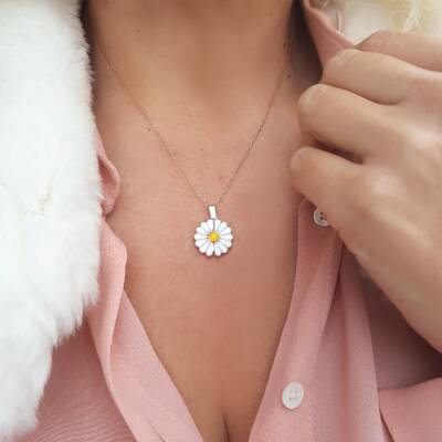 VAOOV Gümüş Kişiye Özel Papatya Kolye - 7