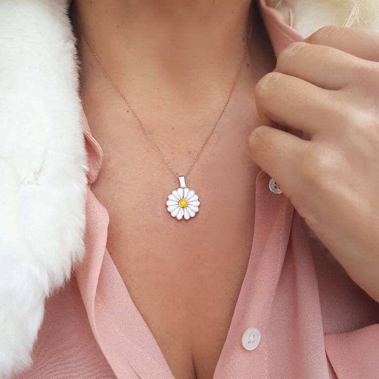 VAOOV Gümüş Kişiye Özel Papatya Kolye - 7