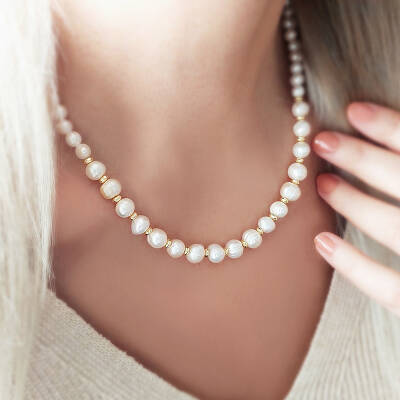 Vaoov Hematit Taşlı Gümüş Doğal İnci Kolye - 6